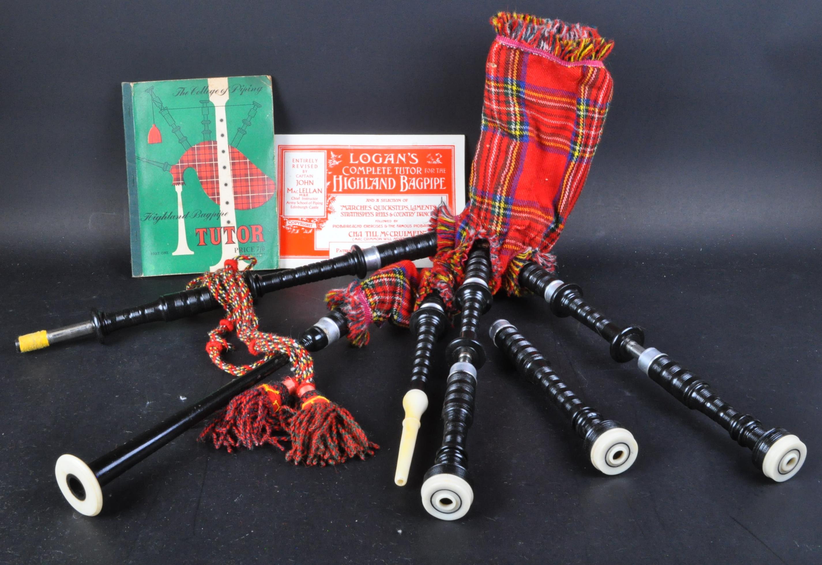 SET OF VINTAGE CHILDRENS BAG PIPES AND TUTORIAL BOOKS