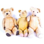 THREE EARLY 20TH CENTURY ENGLISH SOFT TOY TEDDY BEARS