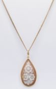 9CT GOLD NECKLACE CHAIN & GOLD CAMEO PENDANT