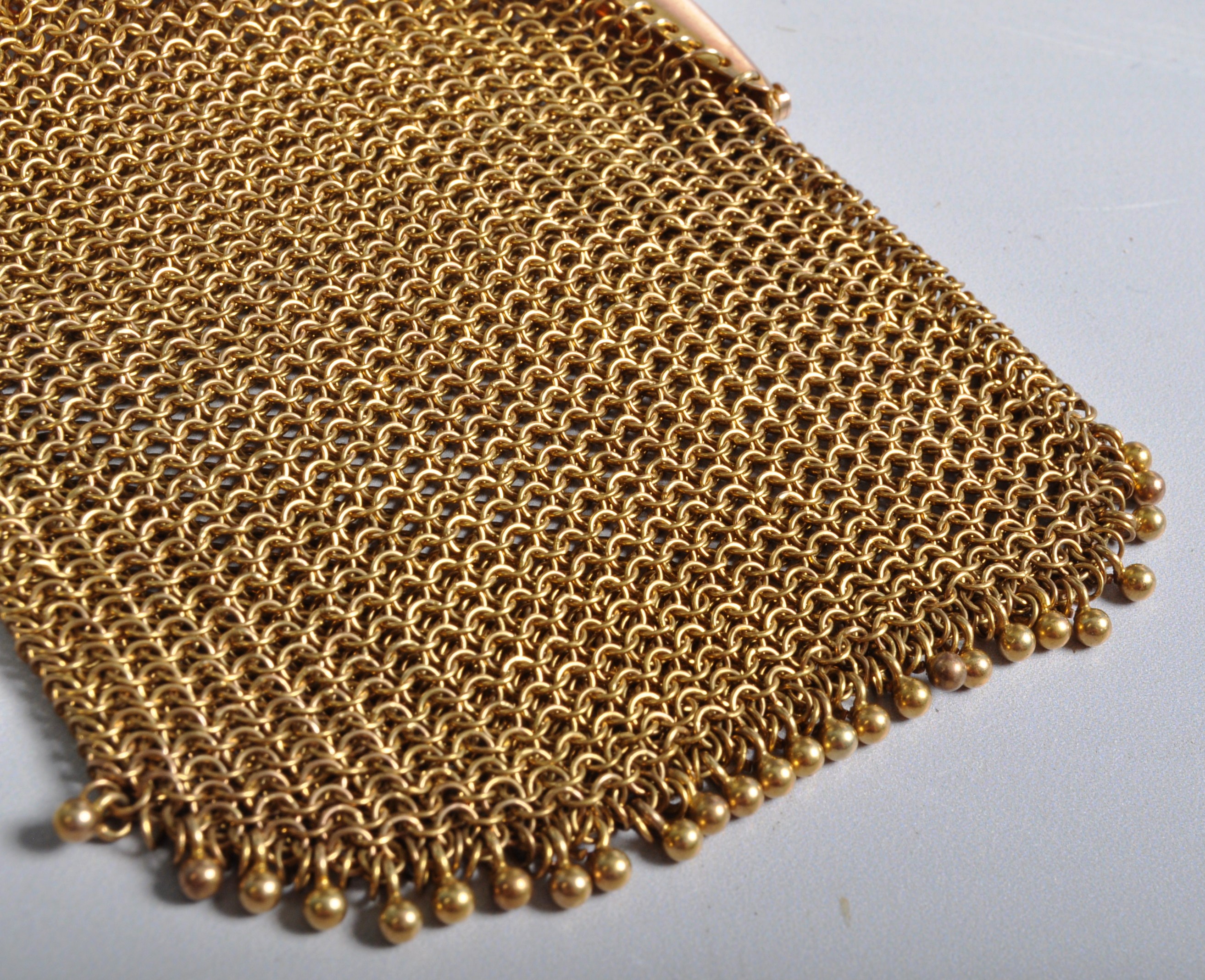 EDWARDIAN 9CT GOLD STAMPED LADIES MESH PURSE - Image 2 of 6