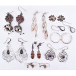 ASSORTMENT OF SILVER DROP EARRINGS