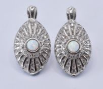 PAIR OF SILVER OPAL & CZ STUD EARRINGS