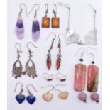 ASSORTMENT OF SILVER & GEMSTONE EARRINGS