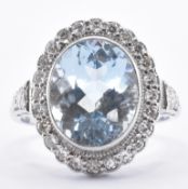 WHITE GOLD AQUAMARINE & DIAMOND COCKTAIL RING