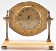 SILVER GILT & IVORY CLOCK WITH MASONIC INSCRIPTION