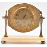 SILVER GILT & IVORY CLOCK WITH MASONIC INSCRIPTION