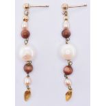 14CT GOLD & CULTURED PEARL DROP EARRINGS