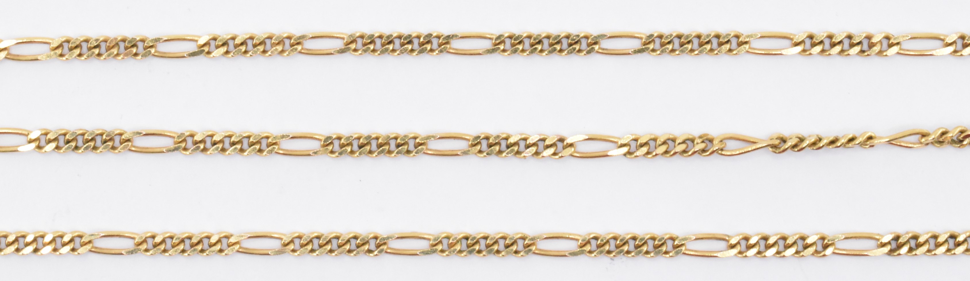 9CT GOLD FIGARO CHAIN NECKLACE - Image 5 of 5