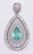 WHITE GOLD EMERALD & DIAMOND PENDANT