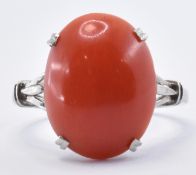 FRENCH PLATINUM & CORAL DRESS RING
