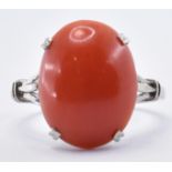 FRENCH PLATINUM & CORAL DRESS RING