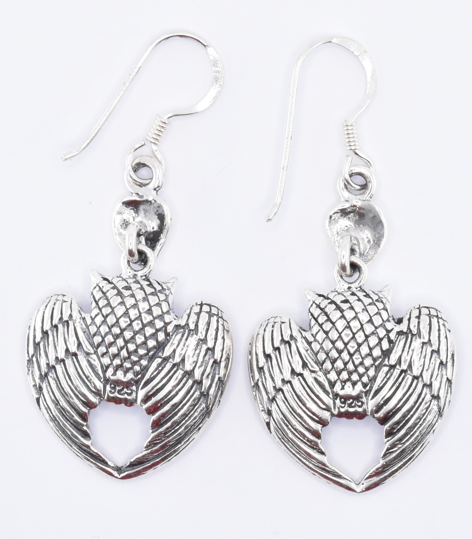 PAIR OF SILVER ENGRAVED OWL EARRINGS - Image 2 of 2