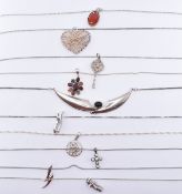 ASSORTMENT OF SILVER PENDANT NECKLACES