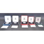 COLLECTION OF FIVE SILVER PROOF PIEDFORT .925 COINS