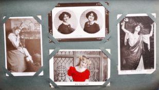 EDWARDIAN POSTCARD ALBUM - ACTORS, ACTRESSES & PLAYS