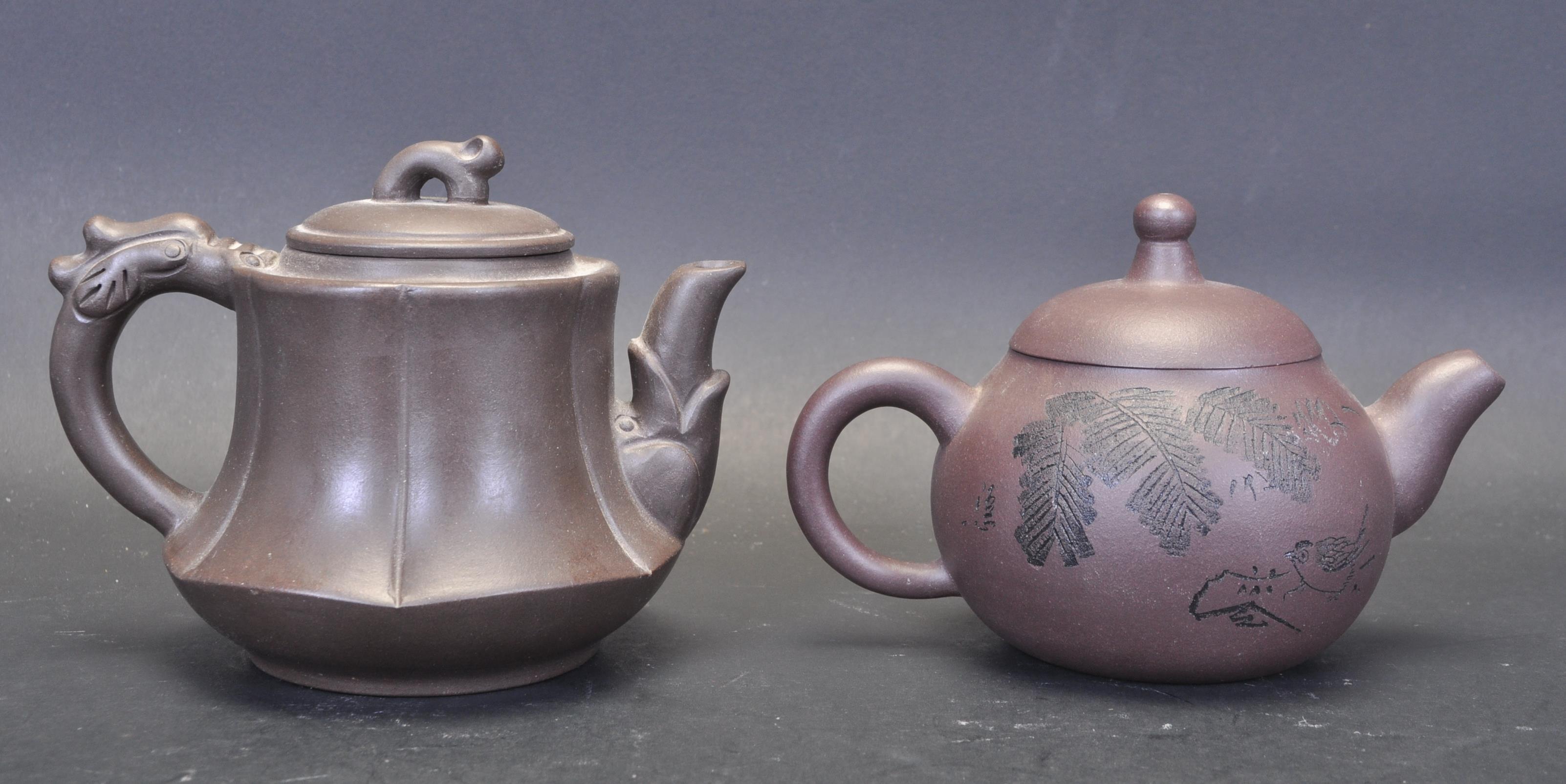 TWO VINTAGE 20TH CENTURY CHINESE YI XING CERAMIC TEAPOTS - Image 3 of 5