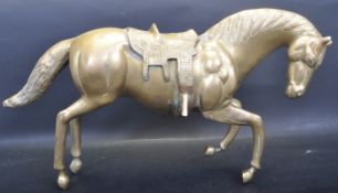 LARGE 20TH CENTURY BRASS HORSE REARING ON TWO FEET