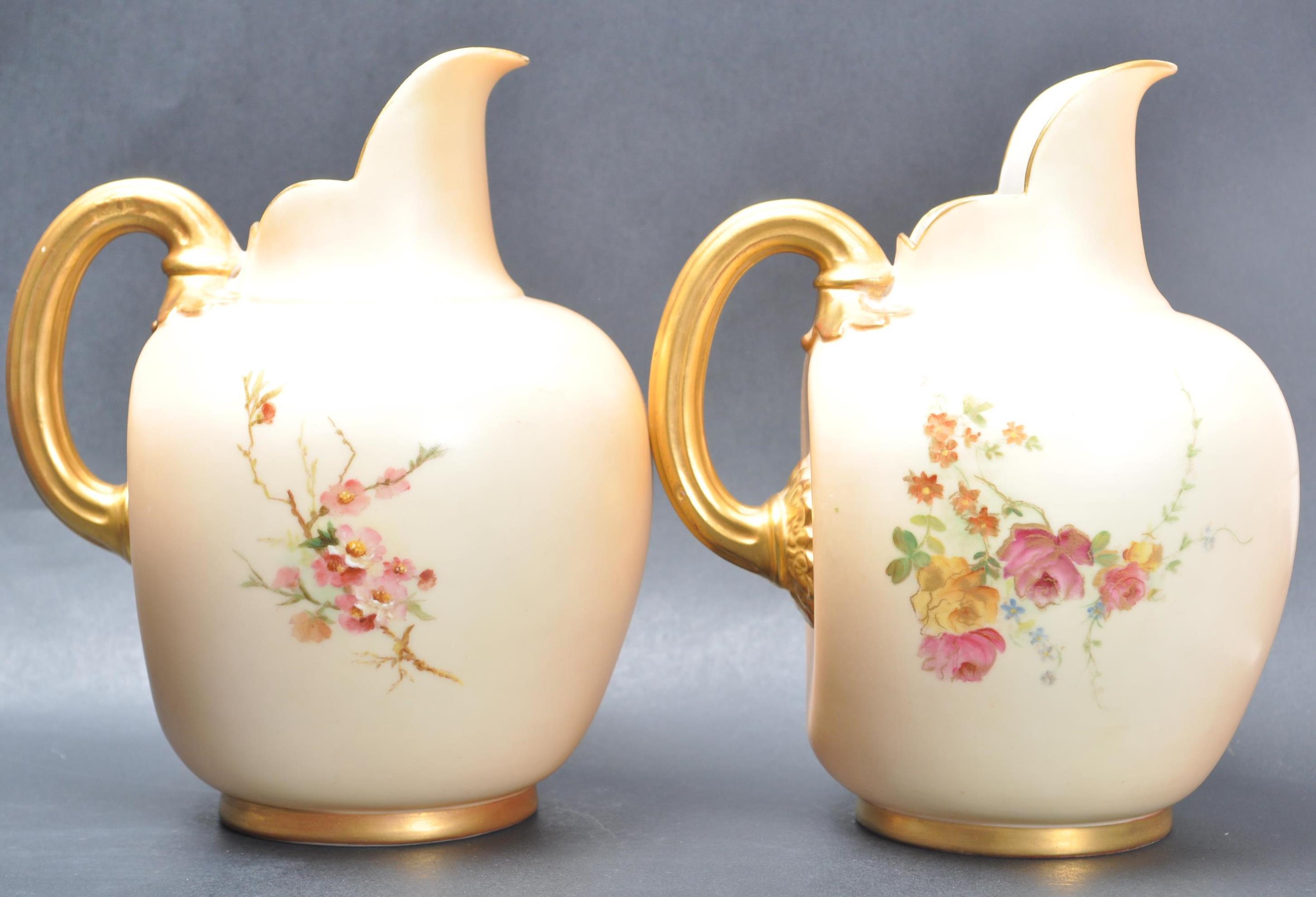 TWO ROYAL WORCESTER BLUSH IVORY FLAT BACK JUGS - Image 4 of 6