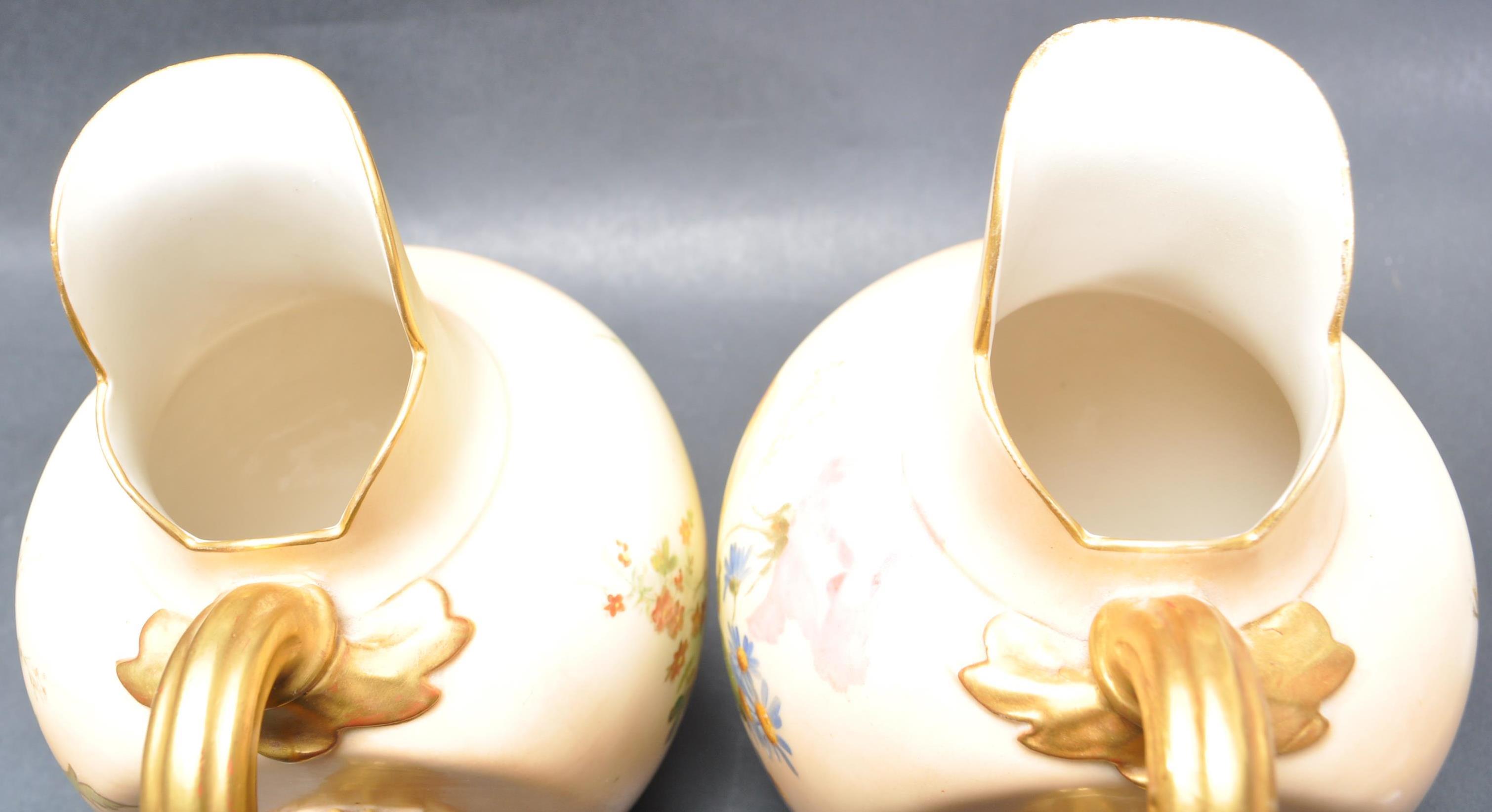 TWO ROYAL WORCESTER BLUSH IVORY FLAT BACK JUGS - Image 5 of 6