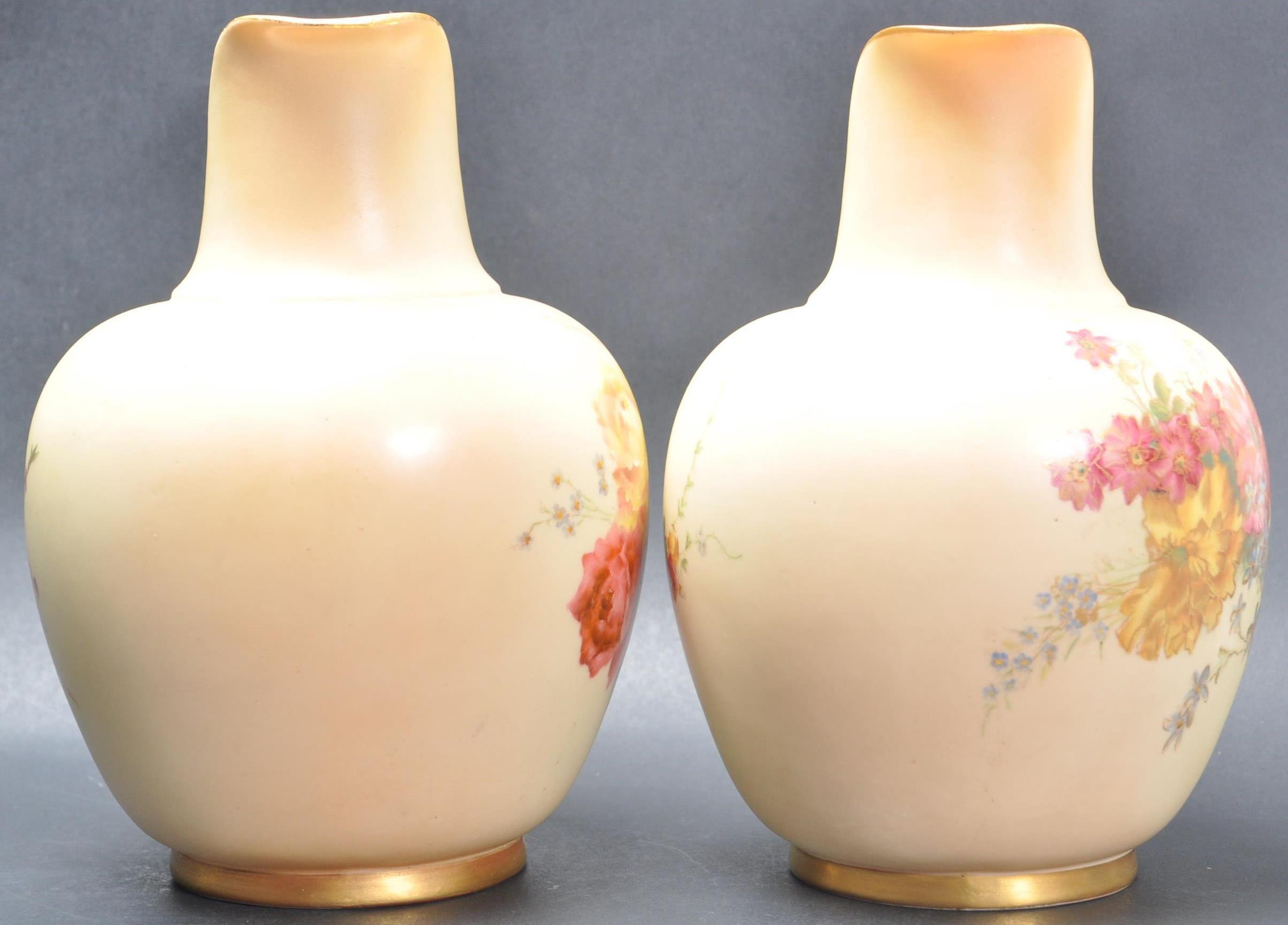 TWO ROYAL WORCESTER BLUSH IVORY FLAT BACK JUGS