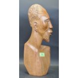 20TH CENTURY HAND CARVED HARD WOOD AFRICAN FIGURINE BUST