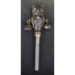 SILVER & MOTHER OF PEARL BABY'S RATTLE