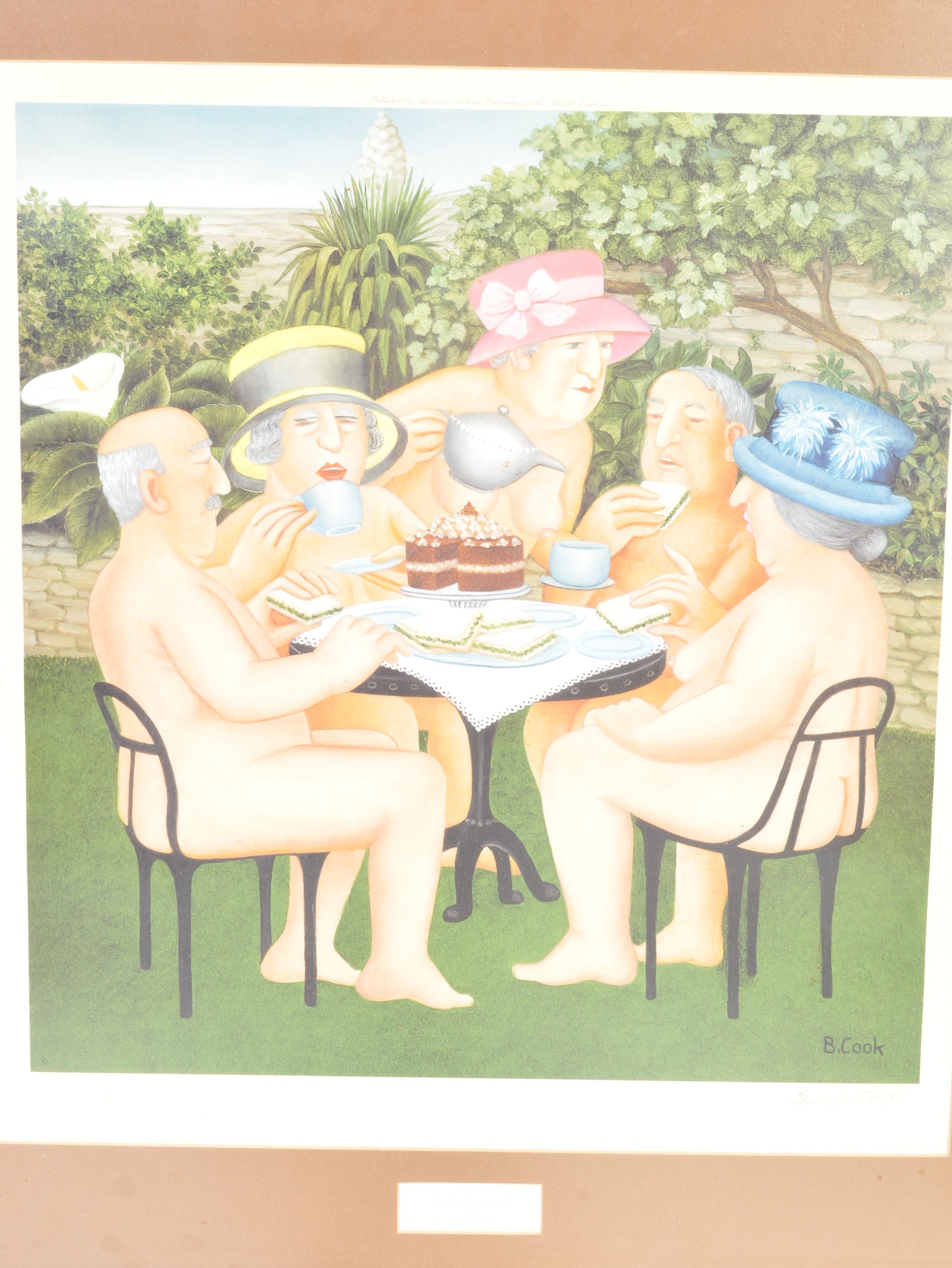 BERYL COOK - TEA IN THE GARDEN - FRAMED LITHOGRAPHIC PRINT - Image 5 of 5