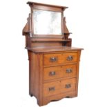 1930'S ARTS & CRAFTS OAK PEDESTAL DRESSING TABLE CHEST