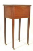 EDWARDIAN MAHOGANY LINE INLAID PEDESTAL SEWING BOX