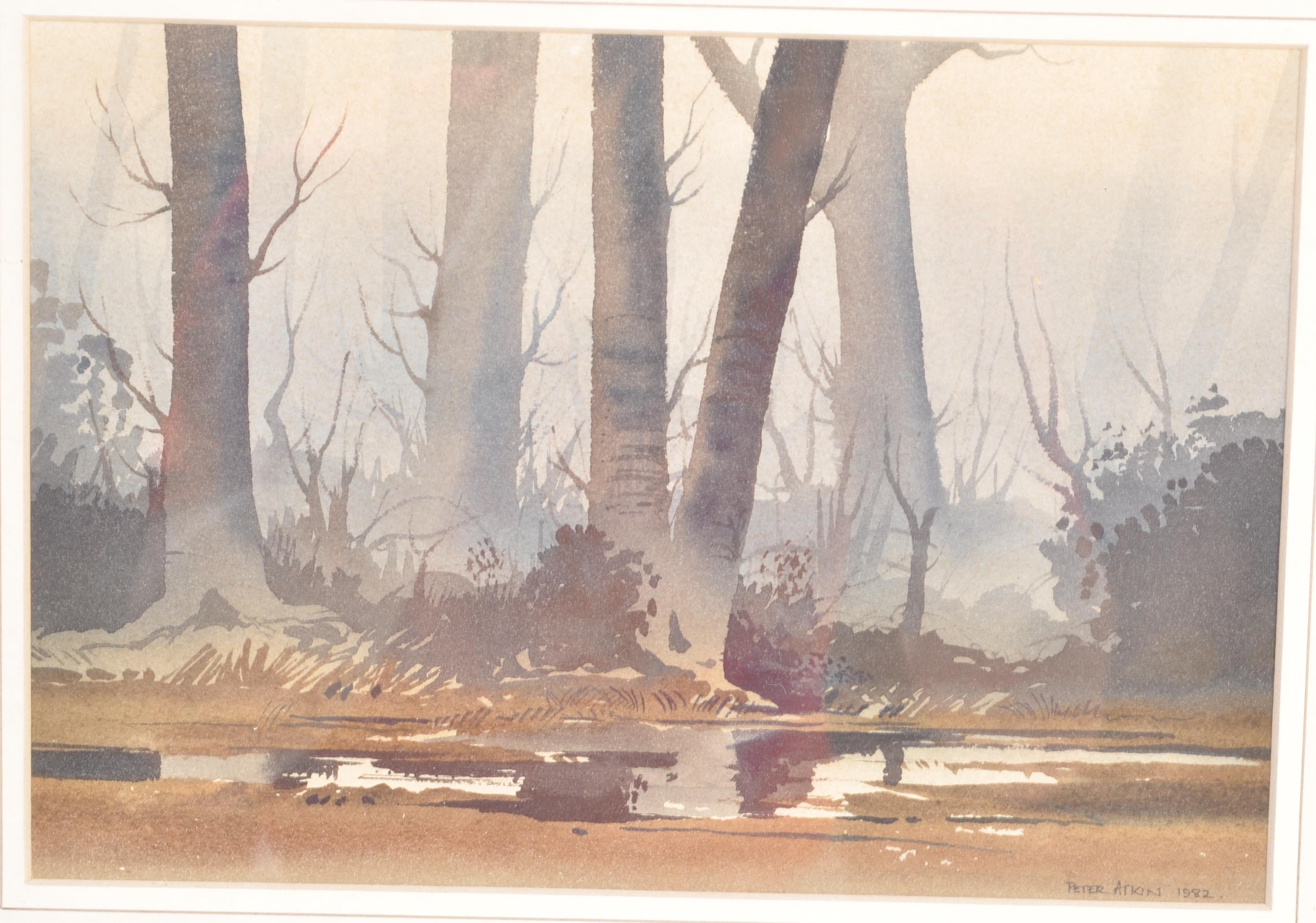 PETER ATKIN - WINTER WOOD 1982 WATER COLOUR PAINTING - Image 2 of 4