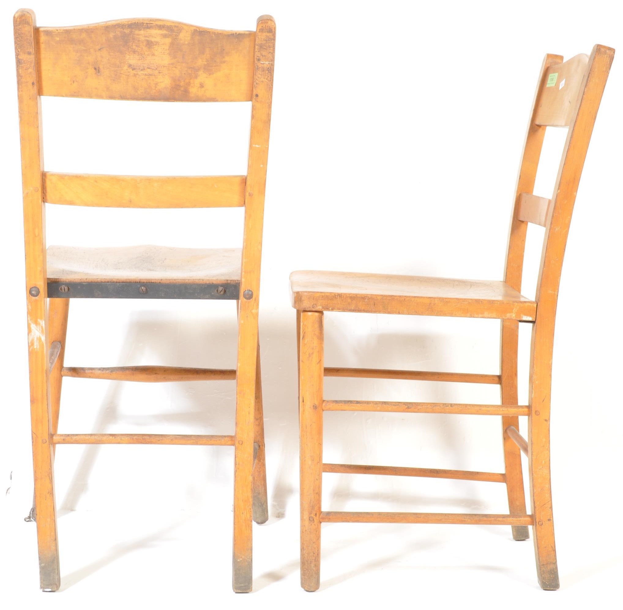 A PAIR OF RETRO VINTAGE 1960'S BEECH AND ELM SCHOOL CHAIRS - Image 7 of 8