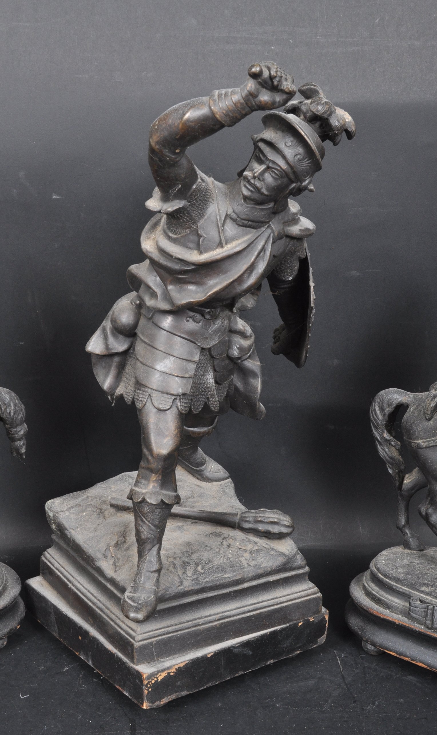 GROUP OF THREE EARLY 20TH CENTURY SPELTER FIGURINES - Image 7 of 12