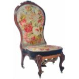 19TH CENTURY VICTORIAN WALNUT NURSING CHAIR