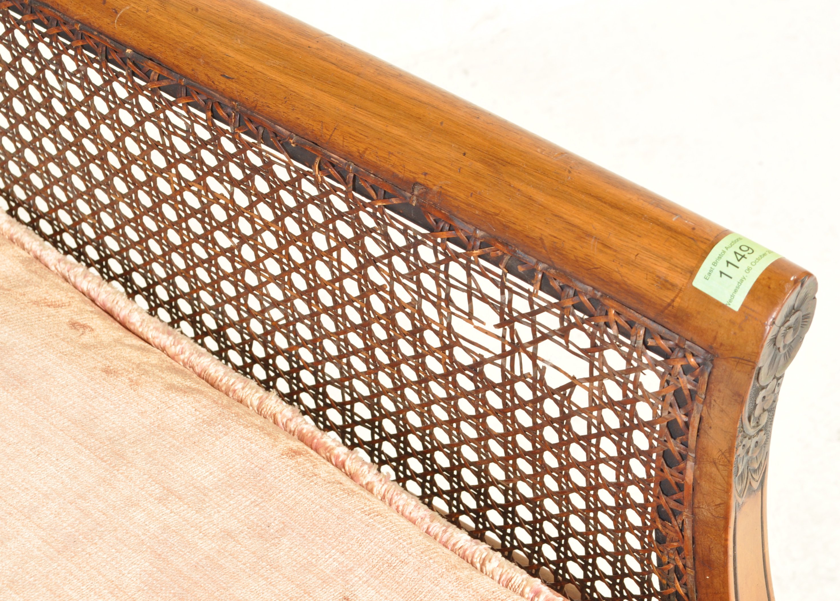 1930'S QUEEN ANNE WALNUTE BERGERE CANED SOFA SETTEE - Image 4 of 9