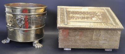 19TH CENTURY VICTORIAN BRASS JARDINIERE & SLIPPERS BOX