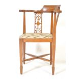 CHIPPENDALE REVIVAL EDWARDIAN INLAID MAHOGANY CORNER CHAIR