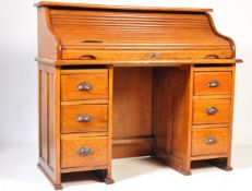 EARLY 20TH CENTURY 1920S OAK TAMBOUR ROLL DESK