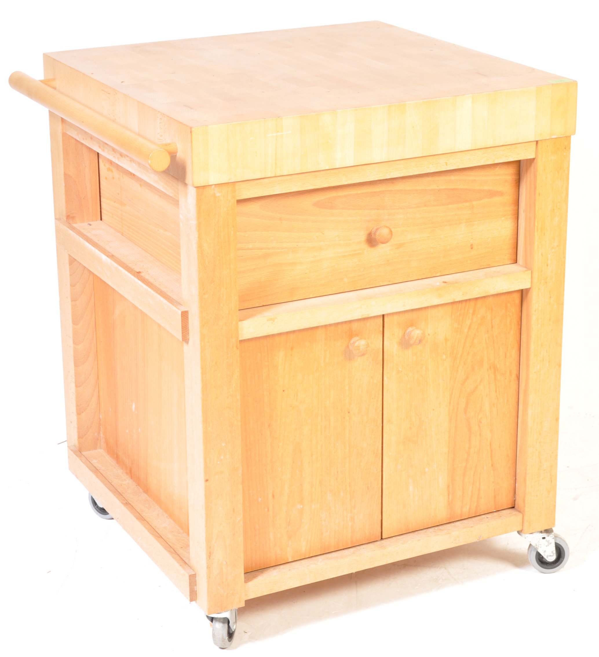 VINTAGE STYLE WOODEN BUTCHERS BLOCK KITCHEN ISLAND - Image 3 of 14