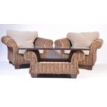 VINTAGE 20TH CENTURY PAIR OF WICKER ARMCHAIRS