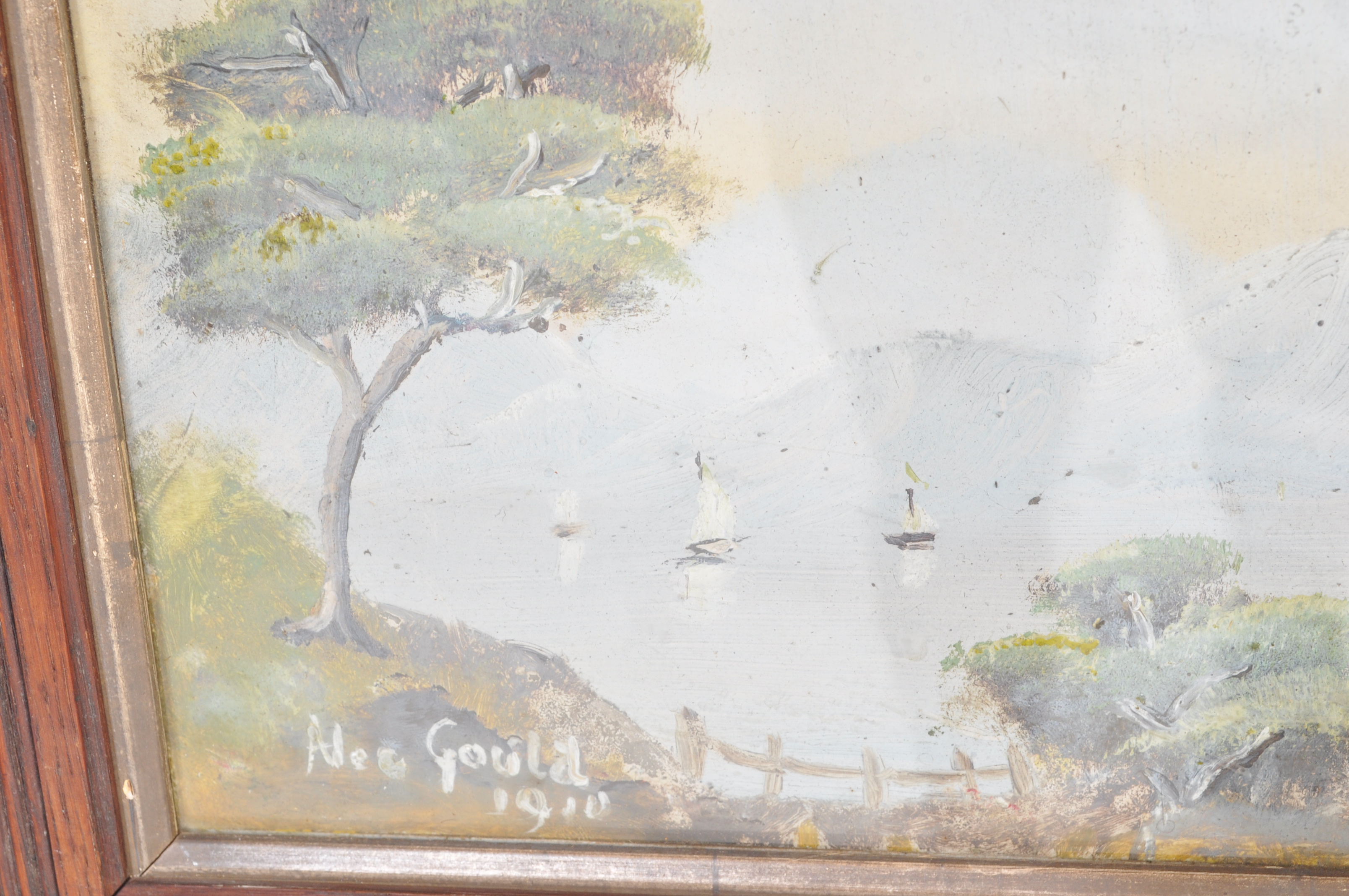 ALEC GOULD 1910 - PAIR OIL ON BOARD LAKE & SAILBOAT PAINTINGS - Image 6 of 7