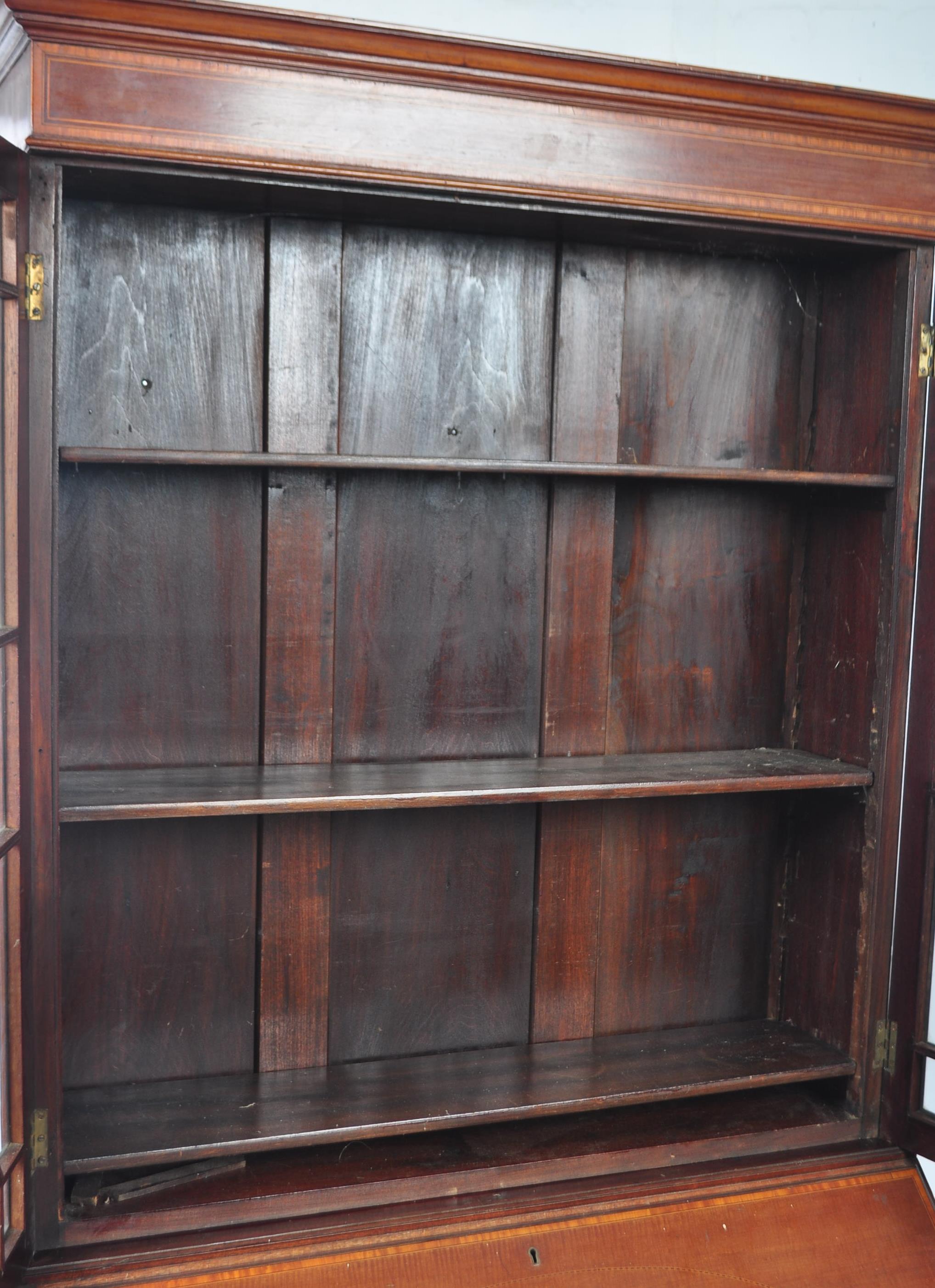 EDWARDIAN ASTRAGAL MAHOGANY BUREAU BOOKCASE - Image 3 of 12