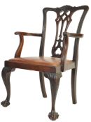 LATE 19TH CENTURY VICTORIAN CHIPPENDALE STYLE MAHOGANY ARMCHAIR