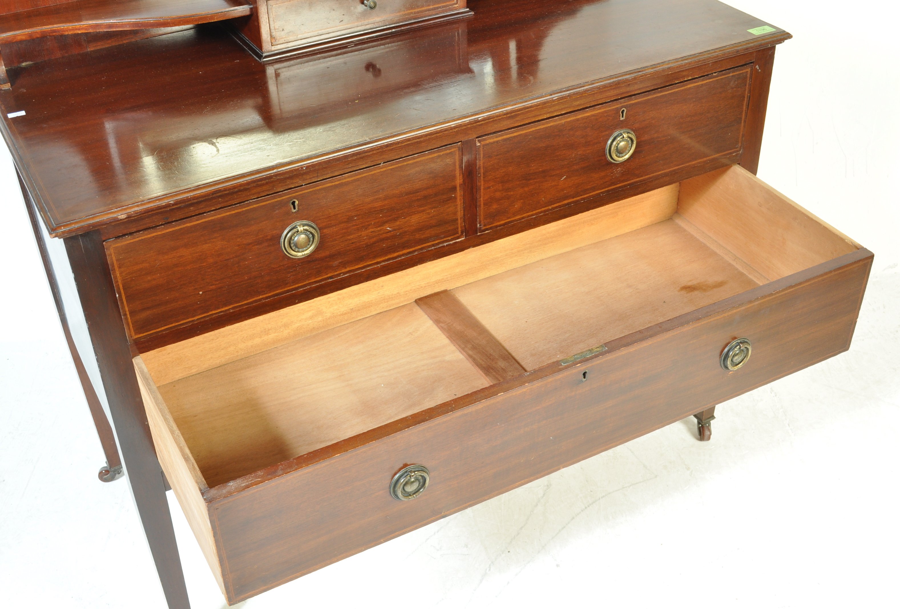 EARLY 20TH CENTURY EDWARDIAN MAHOGANY INLAID DRESSING TABLE - Image 6 of 7