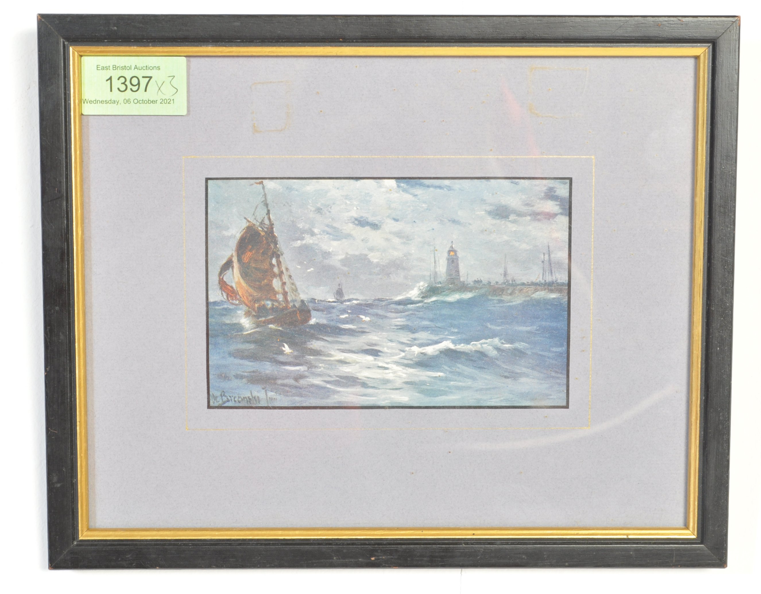GROUP OF THREE 20TH CENTURY FRAMED MARITIME POSTCARDS - Image 4 of 8