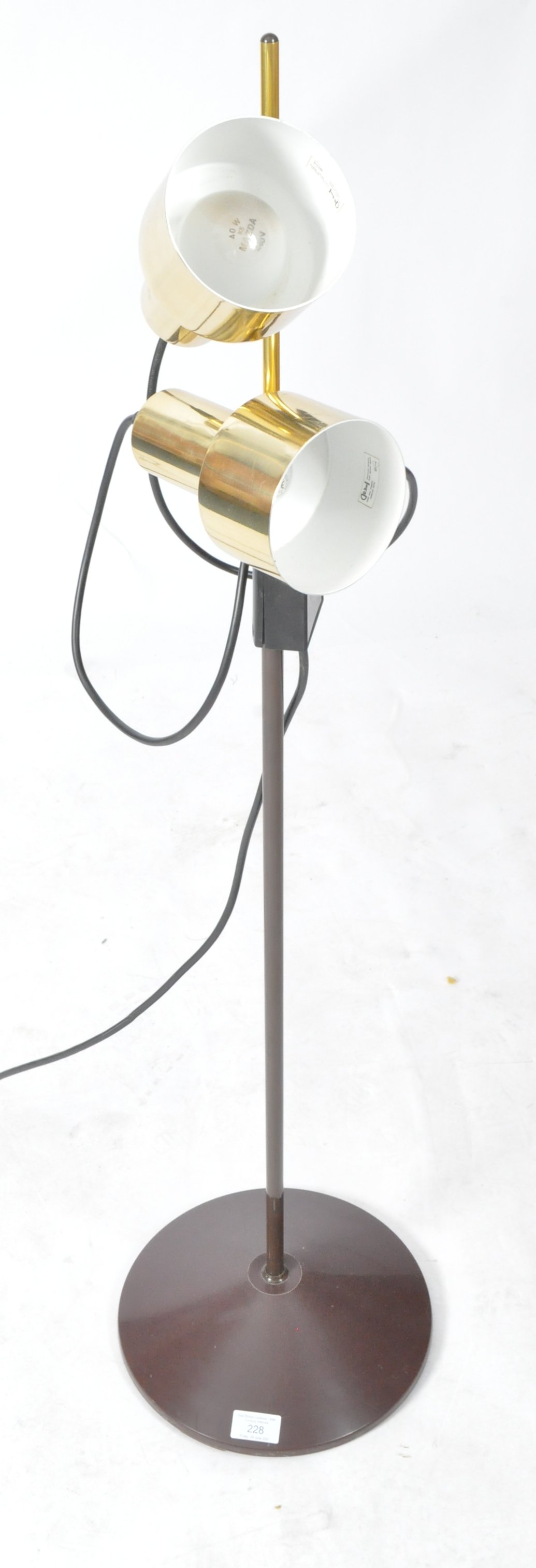 MID CENTURY ADJUSTABLE TWIN LIGHT FLOOR STANDING LAMP - Image 2 of 7