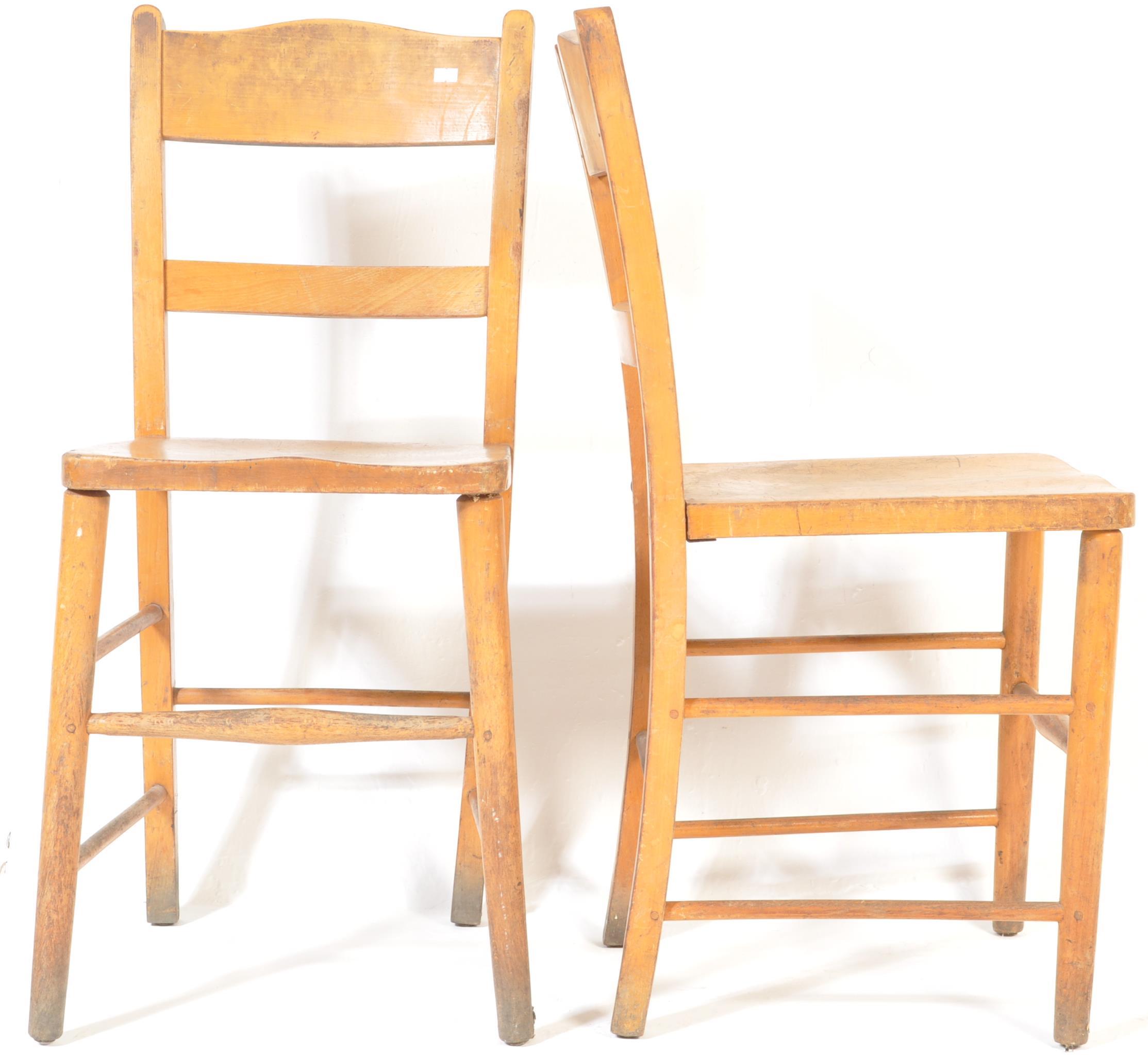 A PAIR OF RETRO VINTAGE 1960'S BEECH AND ELM SCHOOL CHAIRS - Image 6 of 8