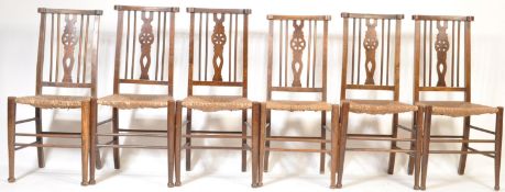 SET VICTORIAN ARTS & CRAFTS BEECH WHEELBACK DINING CHAIRS