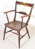 VICTORIAN OXFORD BAR BACK BEECH AND ELM WINDSOR CHAIR