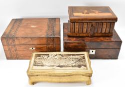 COLLECTION OF WORKBOXES - OLIVE WOOD BOX & OTHERS