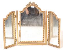 20TH CENTURY TRIPTYCH GILT FRAME MIRROR